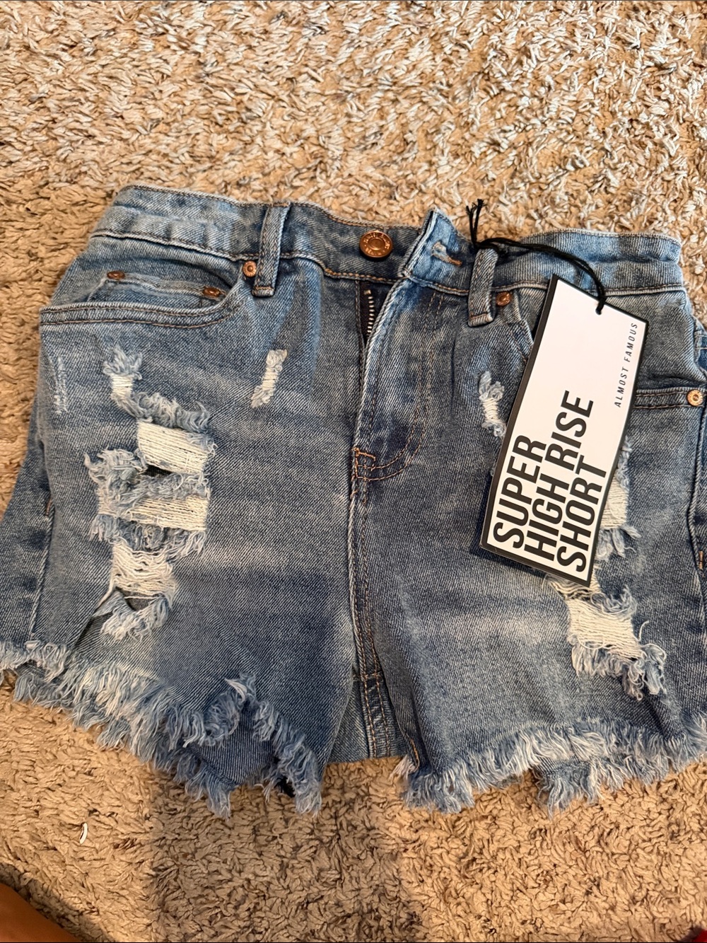 Almost Famous Light Blue Distressed Denim Shorts